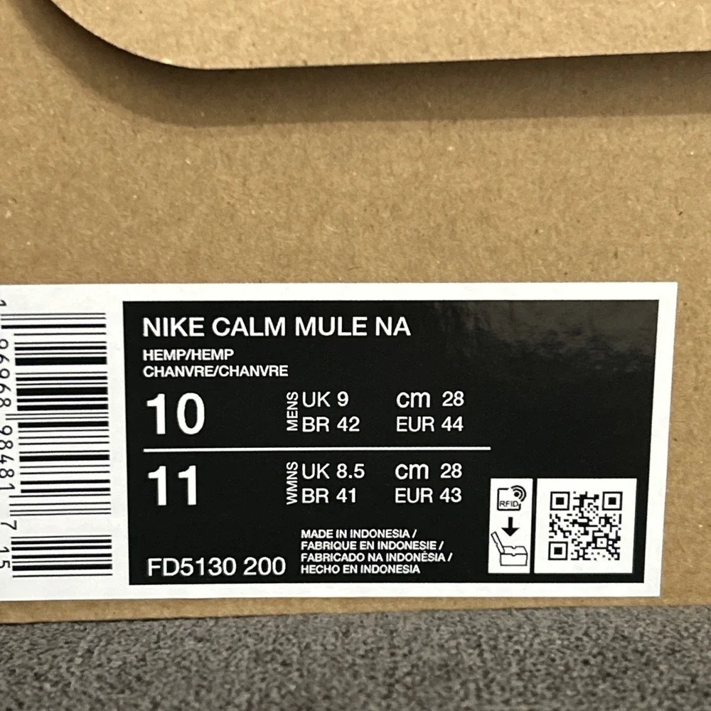 Nike Calm Mule Slides Men's 10 Hemp Brown Slip On Comfort Slingback FD5130-200